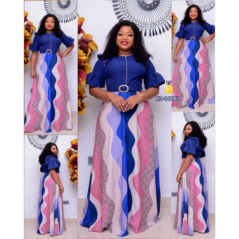 

Print O-Neck Casual Plus Size Maxi Ruffle Sleeve Office Africa Dresses Women