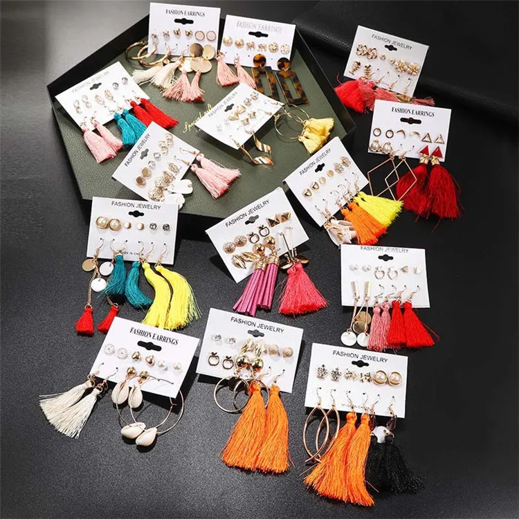 

Wholesale Long Drop Boho Jewellery Metal Cotton Women Tassels Earrings High Quality
