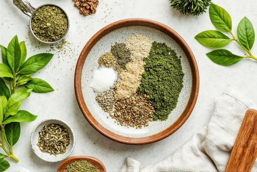 Cook smiling while seasoning a dish with fresh herbs