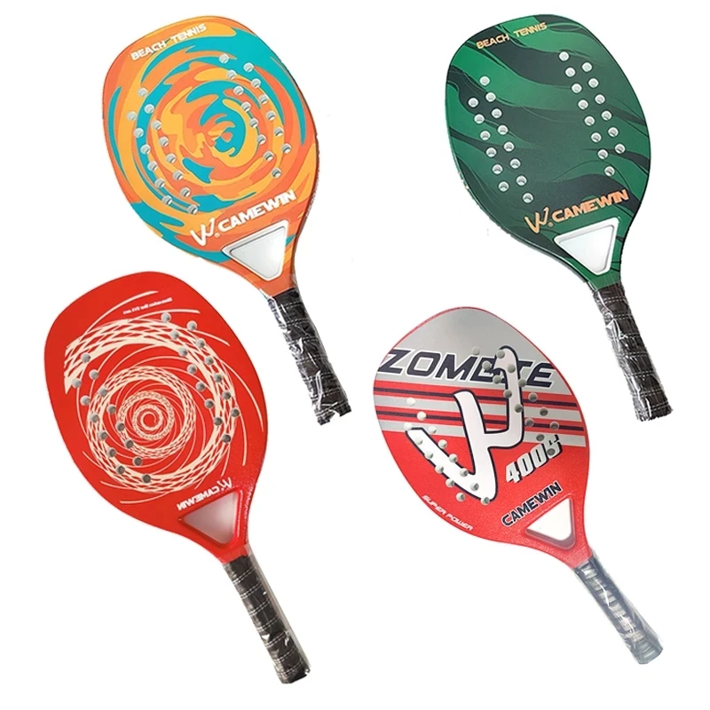 

Professional Full Carbon Beach Tennis Paddle Racket Soft EVA Face Tennis Raqueta With Bag For Adult, Green/orange/pink/blue/black