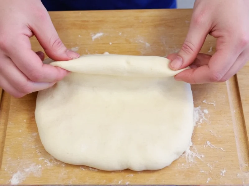 Hand stretching bread dough for windowpane test