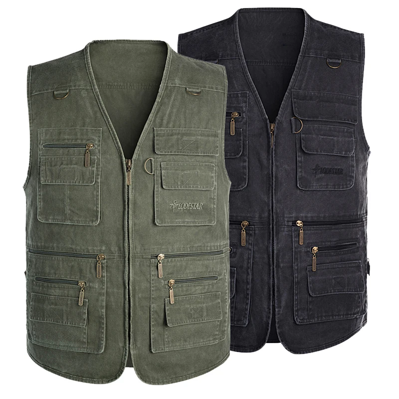 

Wholesale vest custom Men's cotton leisure outdoor hunting fishing vest with multi pocket vest, Customized color