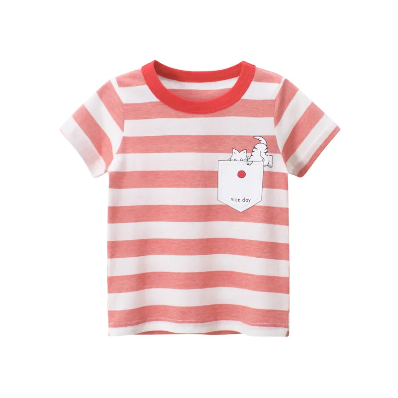 

Stripe T Shirt Latest Design Kids Plain T Shirt Girls 100% Cotton Pink T Shirt