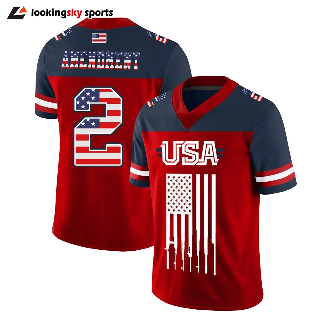 custom anti-bacterial youth sublimation american football jersey