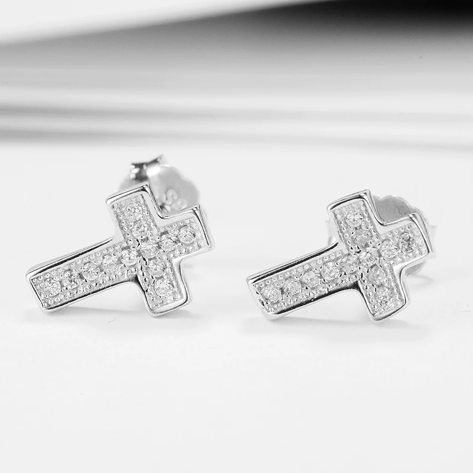 

Forewe 2019 Free Shipping Jewelry 925 Sterling Silver Cross Earrings Wedding Cubic Zirconia Earrings for Women Party Jewelry