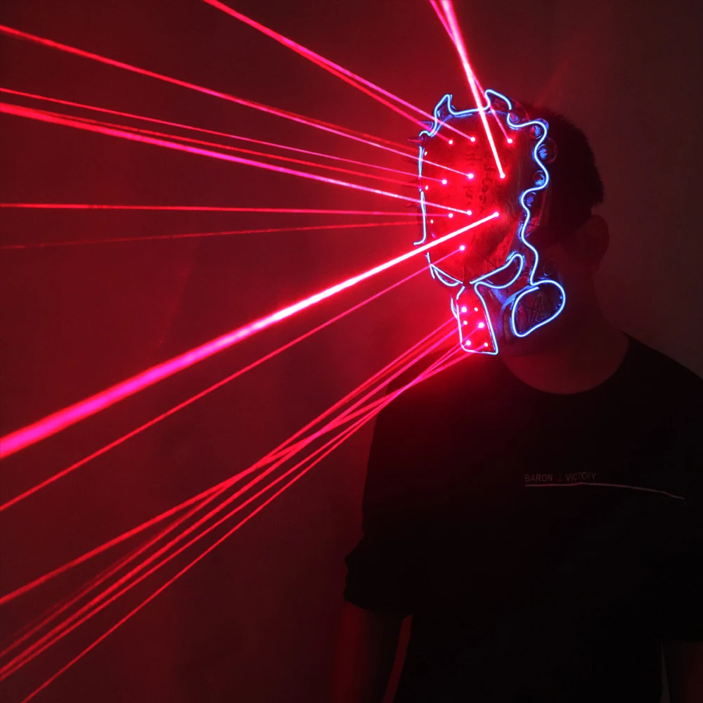 

Red laser Predator Mask Movie Theme Cosplay Glow In Dark LED glowing Scary Mask Halloween Party Mask For Glow Party Supplies, White