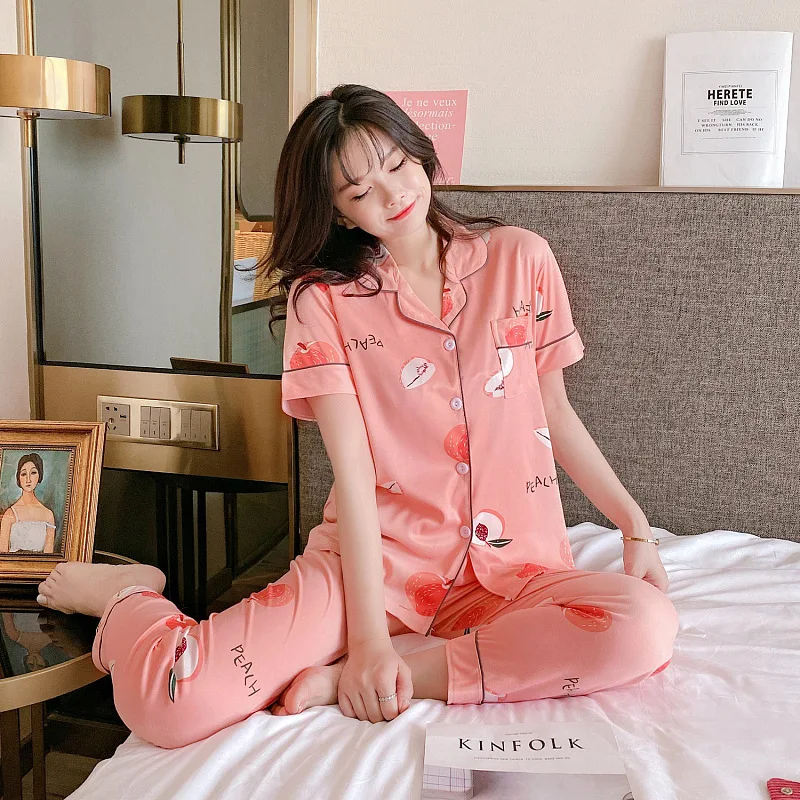 

Korea Grosir Daster Lady Setelan Baju Tidur Piyama Lucu Pijama Feminino Pyjamas Long Sleeve Pajama Women Sleepwear 2 Piece Set