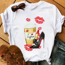 tops women summer funny t shirt sexy lip high heel