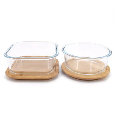 

Mikenda 1000ml Lunch Box Salad Tray Dishes with Glasses material Feature Eco friendly with bamboo lid, Customized color