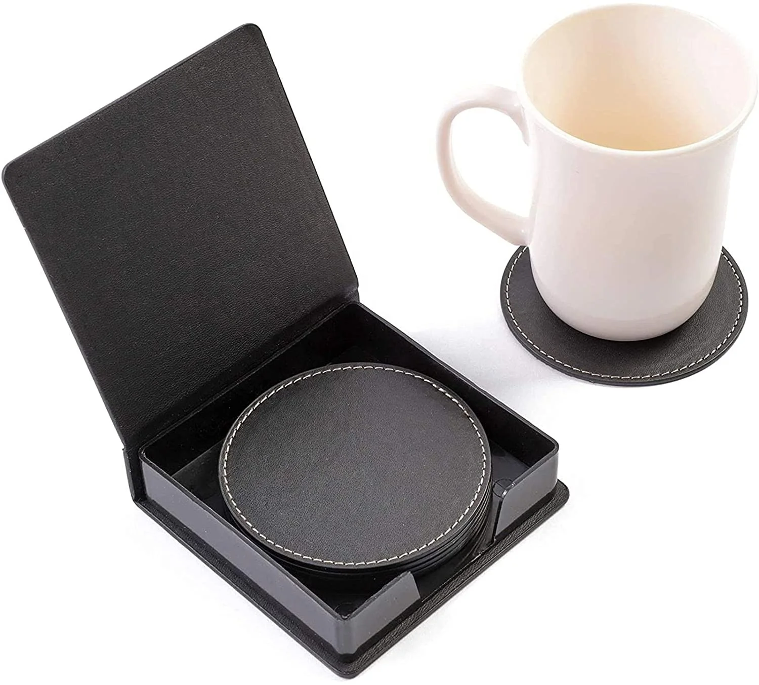 

Leather Coaster, 6 Pieces of PU Coaster, placemat Coffee Cup Holder, Lighting color customized