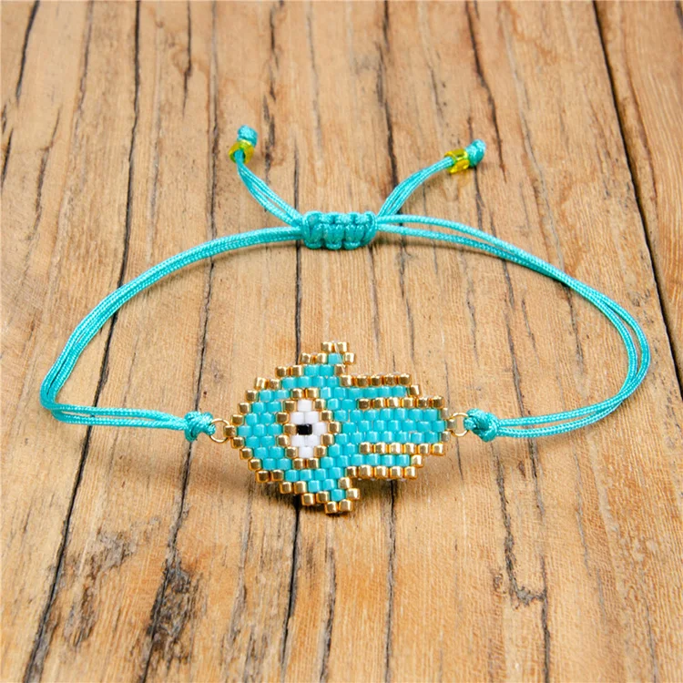 

BG1049 Miyuki Seed loom Beaded Hamsa Fatima Hand Adjustable Amulet Charms Jewelry Friendship Bracelets