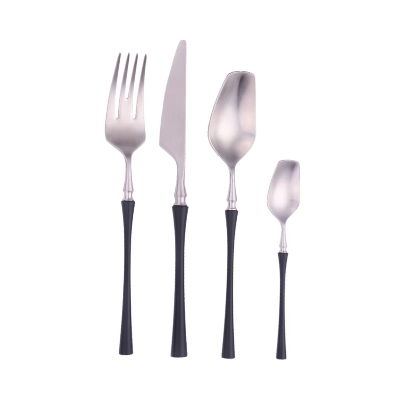 

Hot Sale Black Silverware Flatware Cutlery Set talheres inox cubiertos 18/10 Stainless Steel Dinnerware