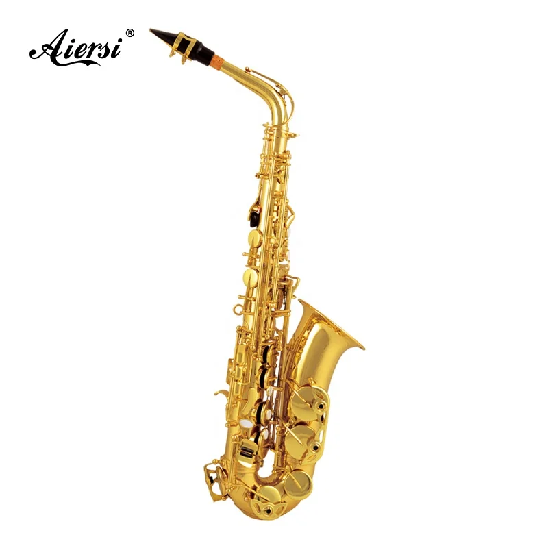 

Wholesale Price woodwind instrument Golden Lacquer Alto Saxophone With ABS Case