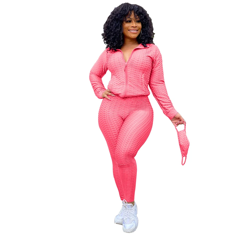 

New design Spice three Piece hoddies and Butt Lifter Yoga Pants rose red track suit for women