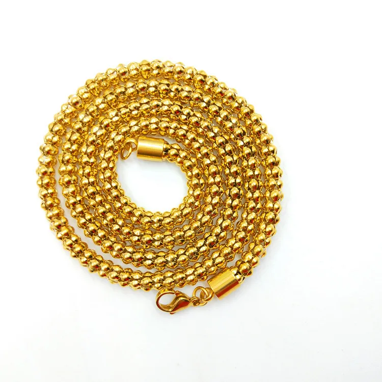 

Cheap Corn Chain Wholesale Fashion Unisex Chain simple Factory Price gold black women men jewelry Popcorn Chain Necklace, Silver and gold