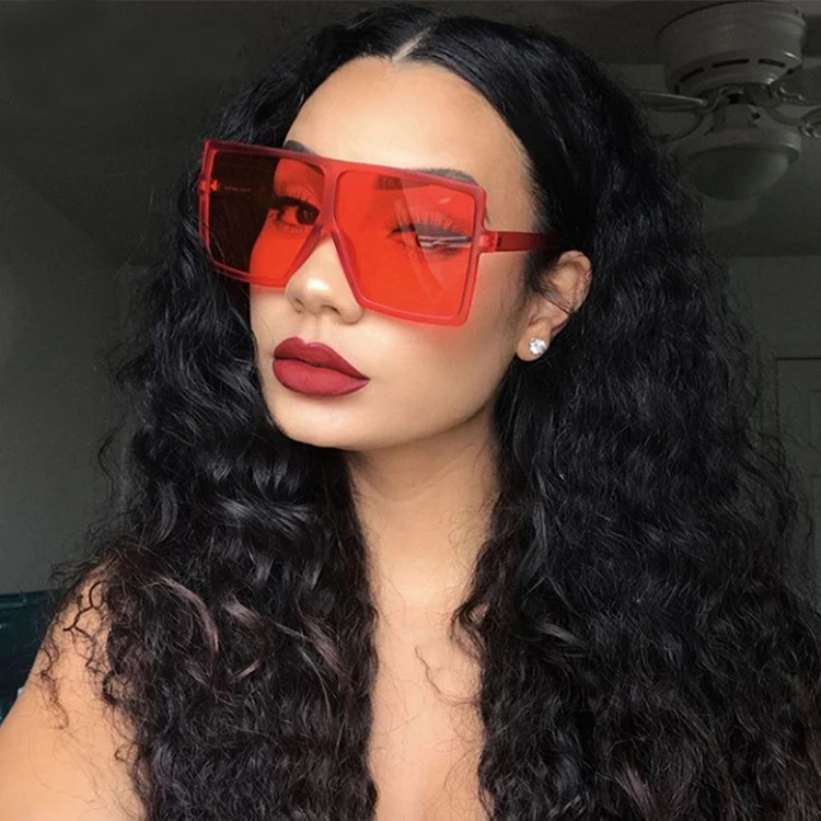 

Lady Big Frame Oversized UV400 Vintage Shades outdoor Sun Glasses Square 2020 For Women Female Sunglass