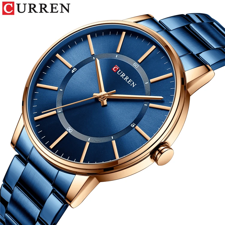 

CUREN 8385 Luxury Brand NEW Man Sport Watch Men Fashion Simple Thin Mens Wrist Watch Stainless Steel Business Quartz Clock Male