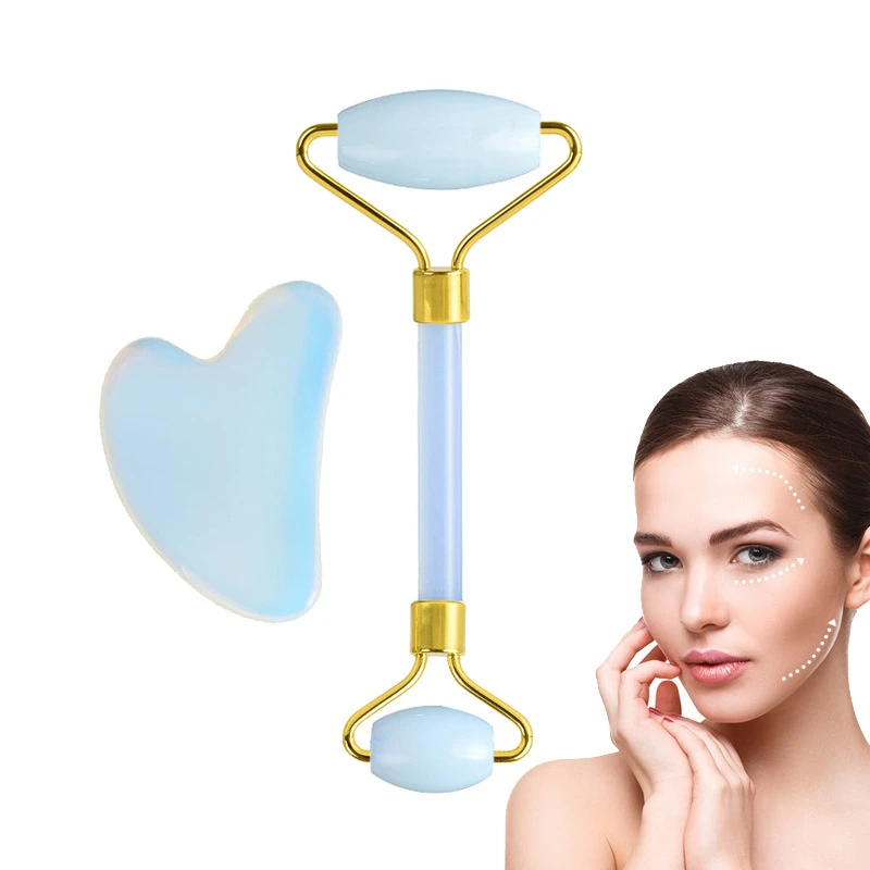 

Best Selling Blue Color Jade Face Roller Eyes Neck Body Muscle Relaxing Gua Sha Set