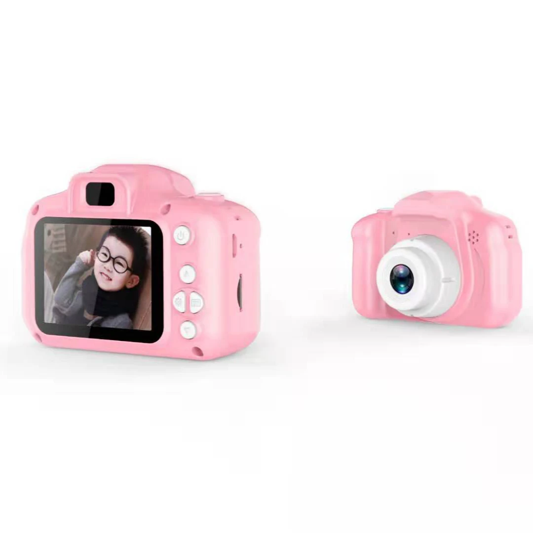 

Toys Outdoor Photography 2 Inch HD Screen Chargeable Mini Cartoon Cute Kids Digital Video Camera For Child Birthday Gift, Green pink blue
