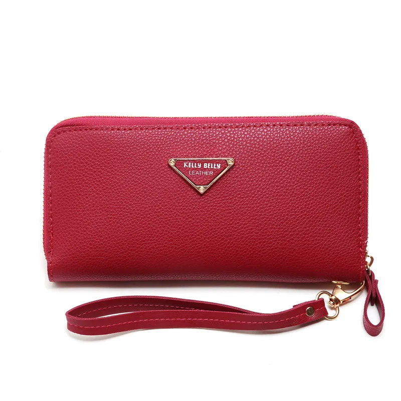 

Solid color and Lychee pattern style PU material young women's Clutch Make package long wallet card holder purses