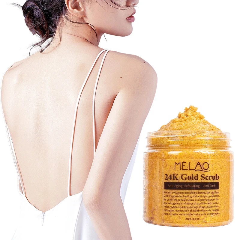 

Private Label Face and Body Cleansing Whitening Body Scrub Body Exfoliation 24K Gold Sugar Scrub