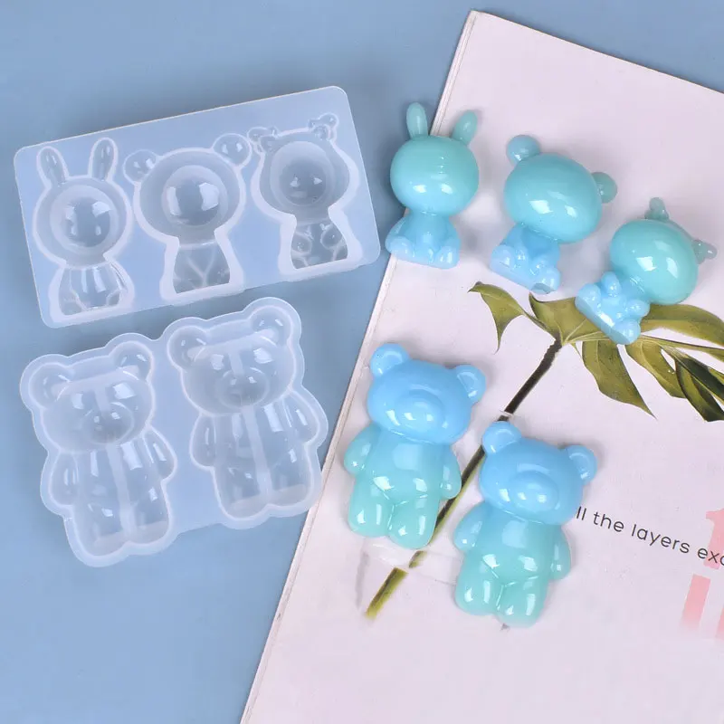 

DIY Bear Sugar Silicone Jewelry UV Resin Epoxy Molds Jewelry Tools Dried Flower Craft Hand Made Jewelry Decoration, Random
