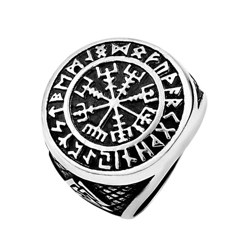 

Fashion Nordic Vintage Wolf Arrow Celtic Knot Symbol Amulet Jewelry Antique Punk Stainless Steel Viking Ring For Men, Picture