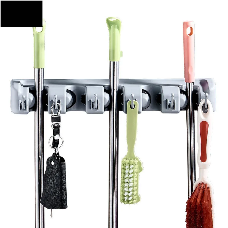 

Wall Mount Heavy Duty Broom Garden Tool Organizer Mop Hanger Home Cleaning Mop Organizations Storage Rack, As pictures