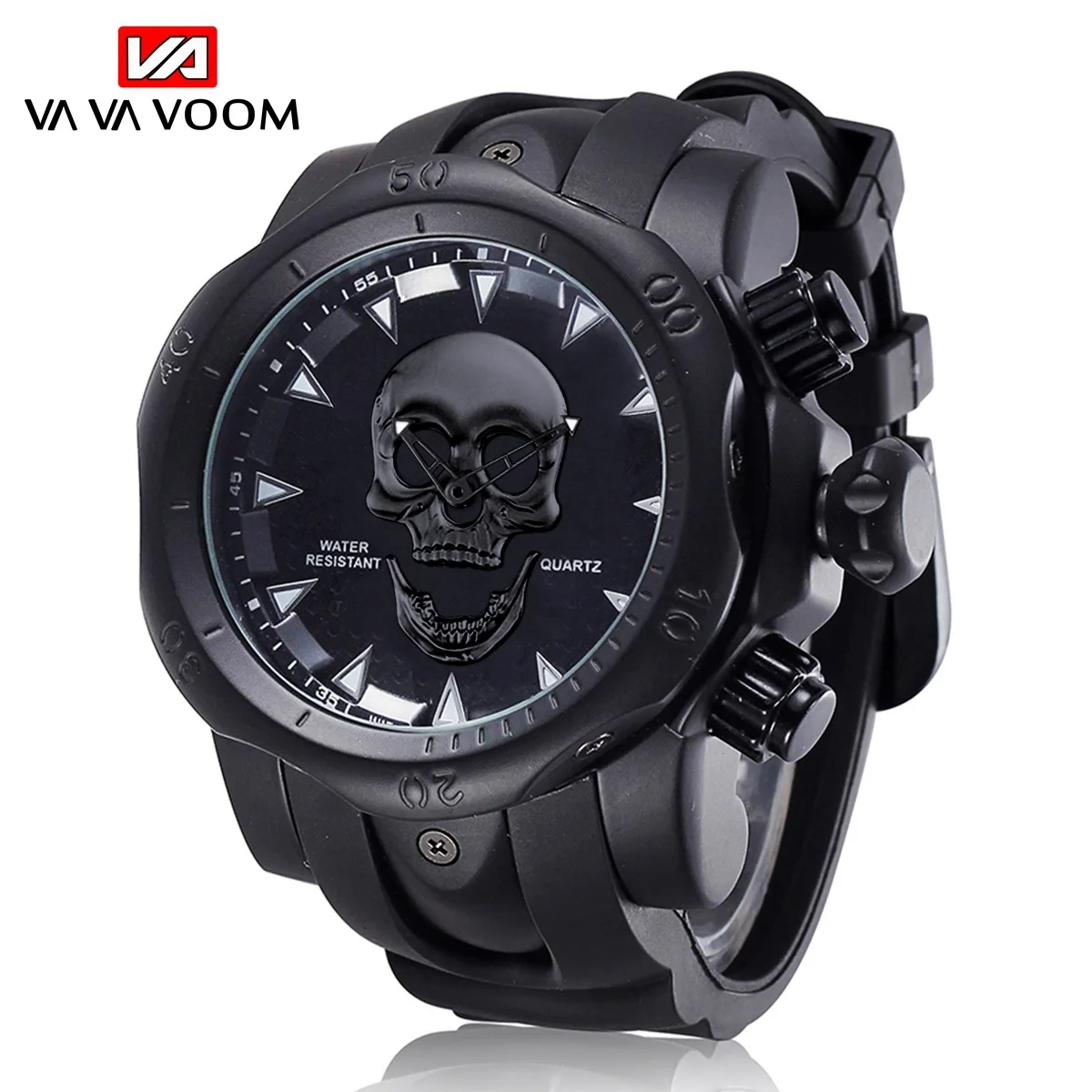 

VA VA VOOM skull watch men sport watches golden watch supplier in guangzhou, Black/blue