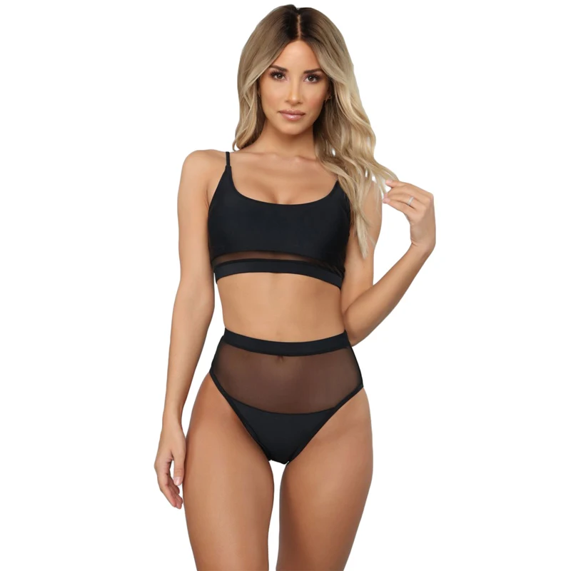 

Summer Beach Sexy Swimwear With Padded None Steel The Weekend Two-Piece Mesh Patchwork Bikini