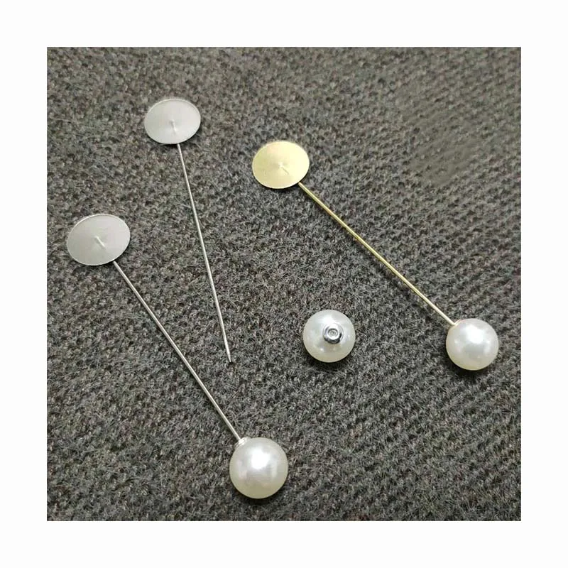 10mm 12mm 14mm 16mm Loose Pearl Jewelry Material Accessories Long Pin Round Gold Silver Plate Pearl for Brooch Corsage Making