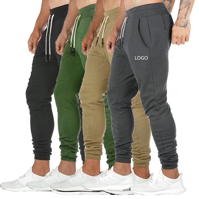 Custom Logo Slim Fit Gym Wear Elastic Waist Men's Cotton Sweatpants Sports Joggers Trousers for Men Pants