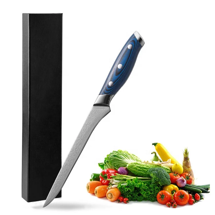 

Tinderala Sharp 6 Inch 67Layers Damascus Stainless Steel Flexible Kitchen Boning Knife Meat Fish Poultry Chicken with G10 Handle