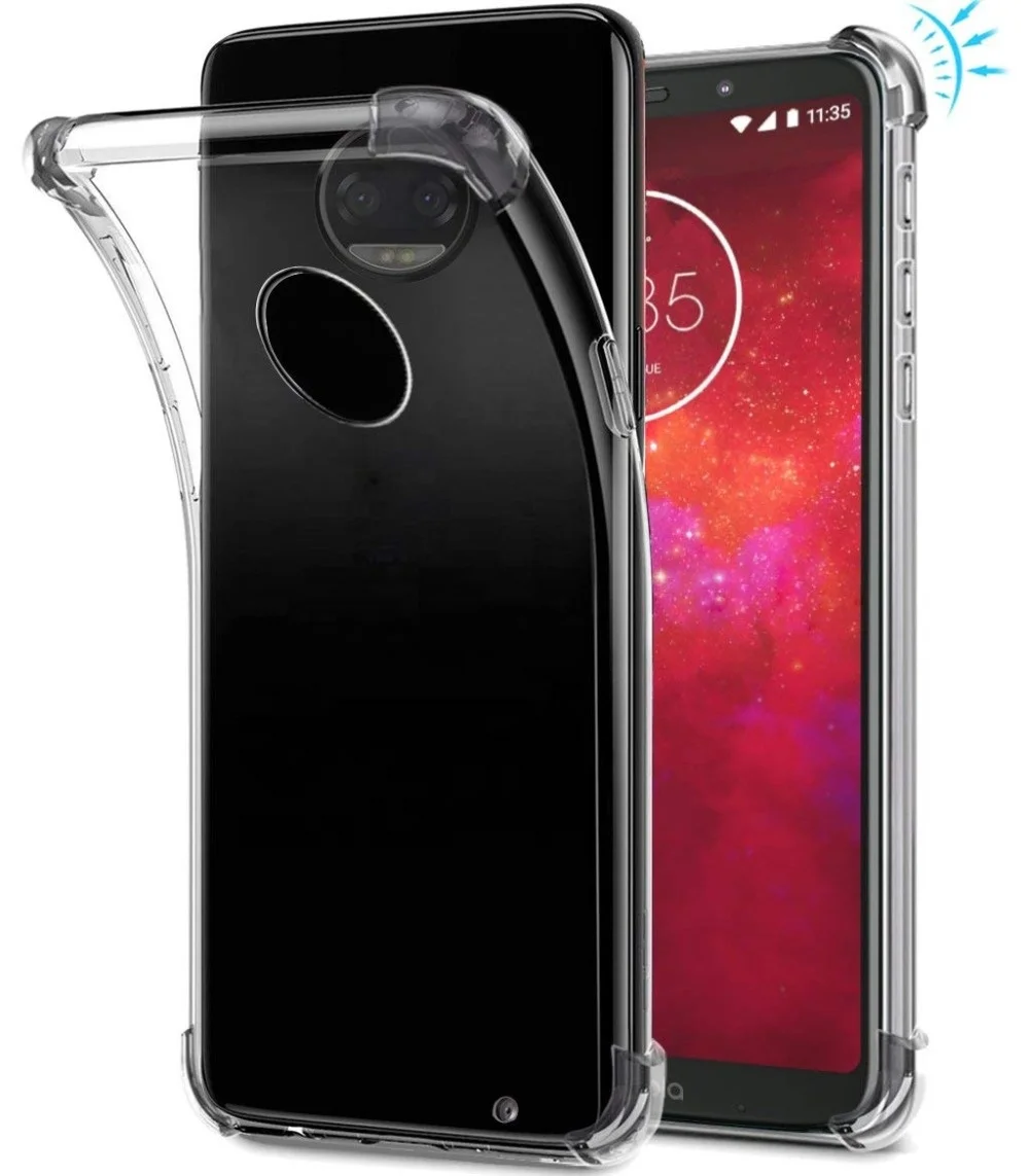 

TPU Shockproof Transparent Soft Silicone Case for Moto G5 G6 G7 G8 Power Play Plus Motorola E4 E5 E6 P30 P40 One Pro Back Cover, Clear