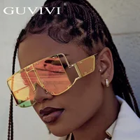 

GUVIVI CE&FDA Screw Steampunk 2019 Big size Sunglasses with personalized logo OEM Mirrored Brand sunglasses