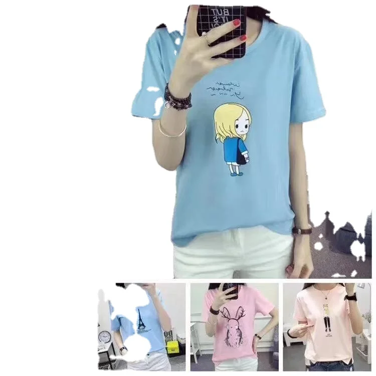 

Mix Style mix color fashion women's hot stamping short-sleeved T-shirts Stock