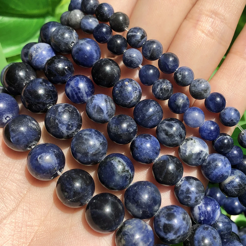 

Wholesale 4/6/8/10/12mm Round Loose Beads Smooth Old Blue Sodalite Stone Beads For Jewelry Making