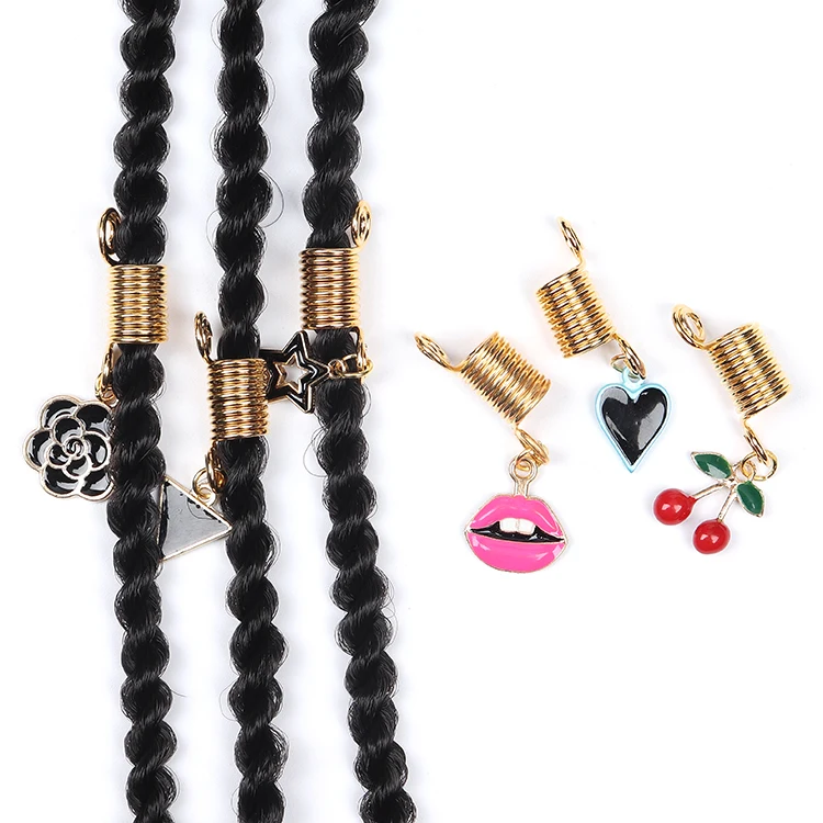 

Dreadlocks Beads Braid Accessories Crystal Rhinestone Metal Hair Beads Rings Pendant for Braiding Hair, Gold