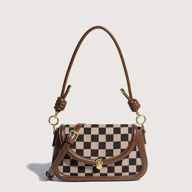 

LIKEBAG fashion trends women sidebags shoulder bags Black and white checkerboard pattern pu leather crossbody bags for women