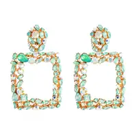 

D1669 Fashion Bohemian Women Geometric Square Diamond Stud Earrings