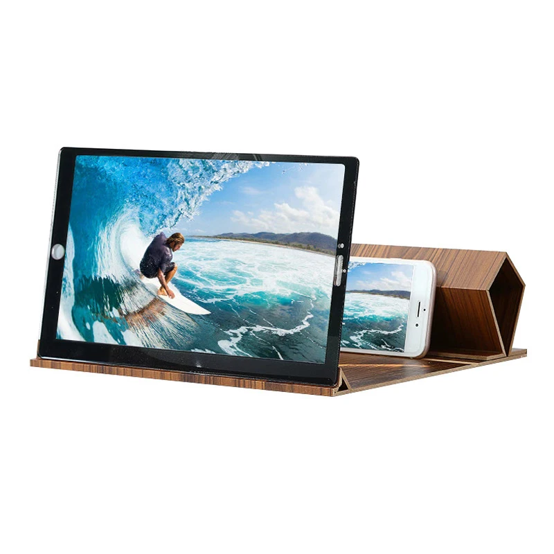 

New Model 3D Screen Magnifier 12inch Wooden Mobile Phone Video Amplifier
