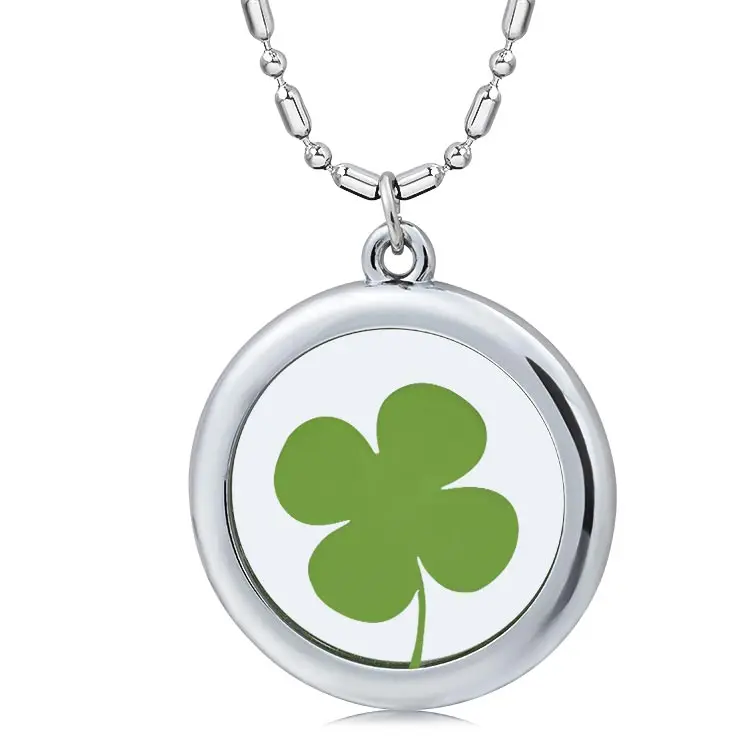 Wholesale High Quality Lucky Clover Bio Quantum Energy Pendant Fine Bio Quantum Glass Charm Necklace Health Gift Flower Necklace