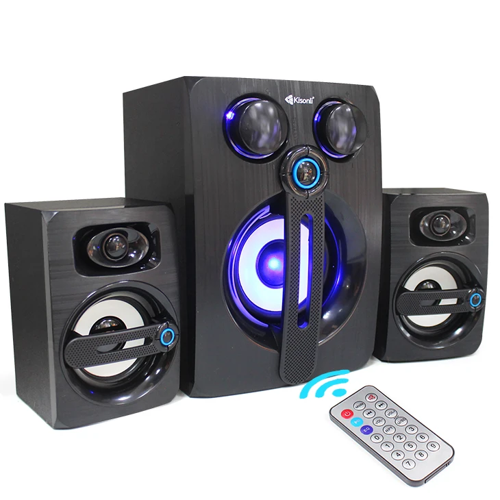 

Speaker,2.1 speaker with USB SD FM Blue tooth Remote Control 2.1 Subwoofer Speaker, Black/blue/white/red