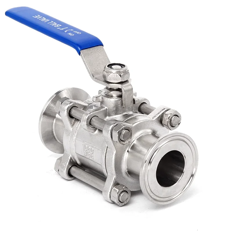 SS304/316L Quick Mounting Manual Pneumatic Three-piece Sanitary Stainless Steel Tri Clamped Welding 3pcs Ball Valve