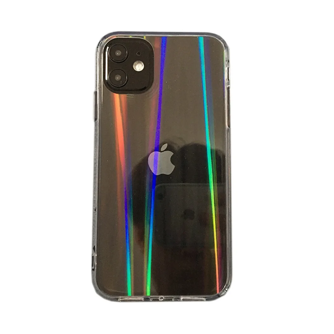 

Stylish laser dazzle transparent shockproof mobile phone case for iPhone11 XR XSmax acrylic clear phone protection back cover