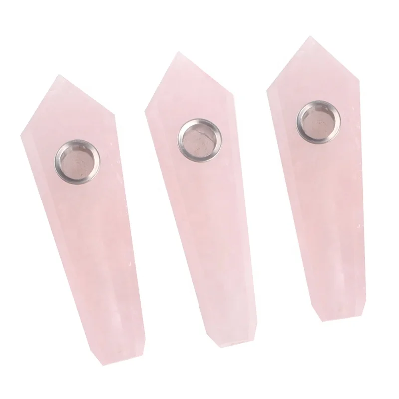 

Natural polishing crystal smoking pipes rose quartz tobacco pipes