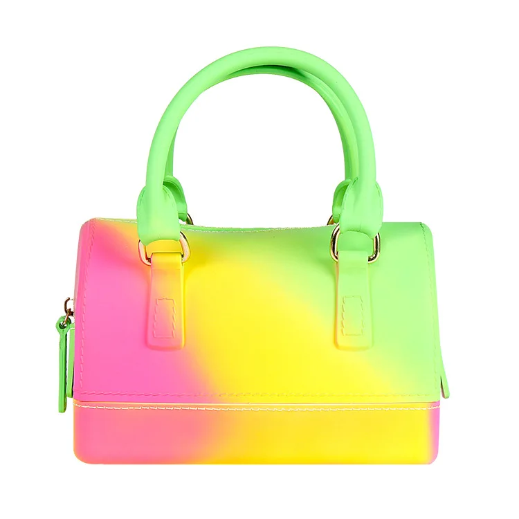 

Janhe Colour Rainbow Pvc Summer Beach Waterproof Satchel Shoulder Bag Crossbody Candy Boston Hand Bags Jelly Purse Hand Bags