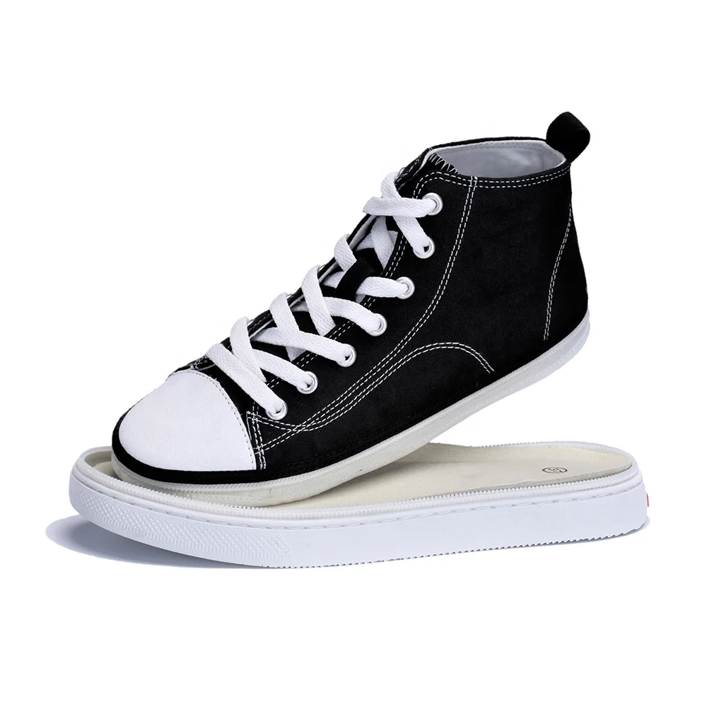 

Logo Branded Factory Small Quantity OEM Mens Shoe Blank Black High Cut Custom Casual Shoes Men Fashion Canvas Sneakers