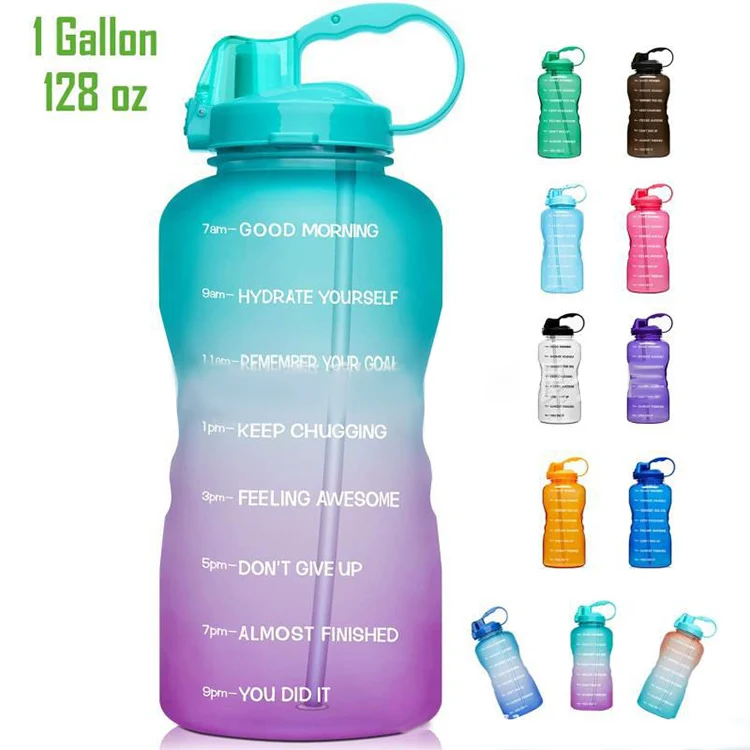 

Portable 2.2 Litre Motivational Water Bottle Gallon Eco Friendly Gym Reusable Water Bottle, Solid color/gradient