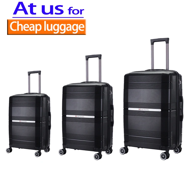 

2021 New Design Hard Shell PP Trolley Luggage Bag Hot Selling PP Material Cabin Size Suitcase, Black/blue/red/silver/gray/green/orange, and customizable